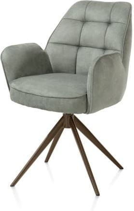 Henders & Hazel Bell armstoel - steelbrown frame - draaibaar - pocket - stof calabria - olijf Groen Armstoel