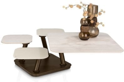 Henders & Hazel Toby salontafel 80x80x43cm Beige|Wit Bijzettafel