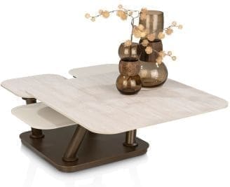 Henders & Hazel Toby salontafel 80x80x43cm Beige|Wit Bijzettafel