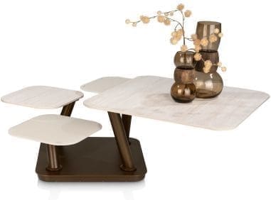 Henders & Hazel Toby salontafel 80x80x43cm Beige|Wit Bijzettafel