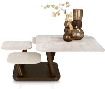 Henders & Hazel Toby salontafel 80x80x43cm Beige|Wit Bijzettafel