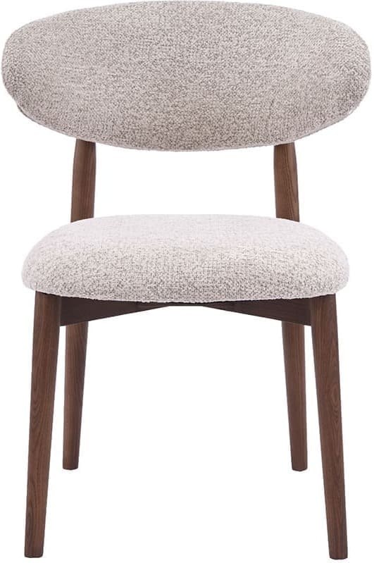 LABEL51 Eetkamerstoel Kyoto - Beige - Geweven - Walnoot Houten Frame Beige Eetkamerstoel