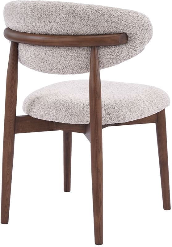 LABEL51 Eetkamerstoel Kyoto - Beige - Geweven - Walnoot Houten Frame Beige Eetkamerstoel
