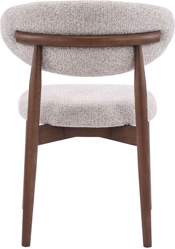 LABEL51 Eetkamerstoel Kyoto - Beige - Geweven - Walnoot Houten Frame Beige Eetkamerstoel