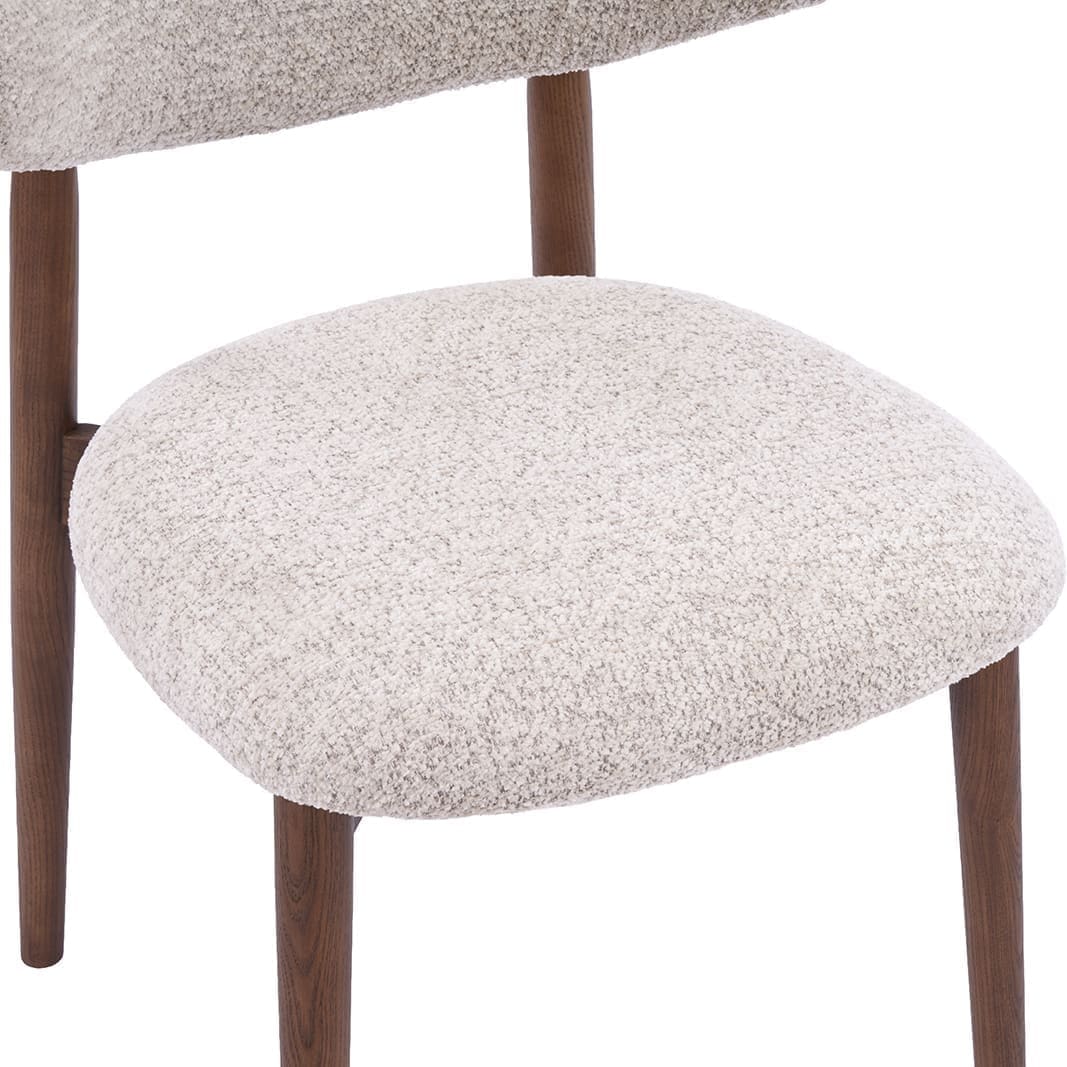 LABEL51 Eetkamerstoel Kyoto - Beige - Geweven - Walnoot Houten Frame Beige Eetkamerstoel