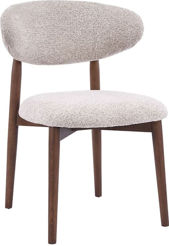 LABEL51 Eetkamerstoel Kyoto - Beige - Geweven - Walnoot Houten Frame Beige Eetkamerstoel
