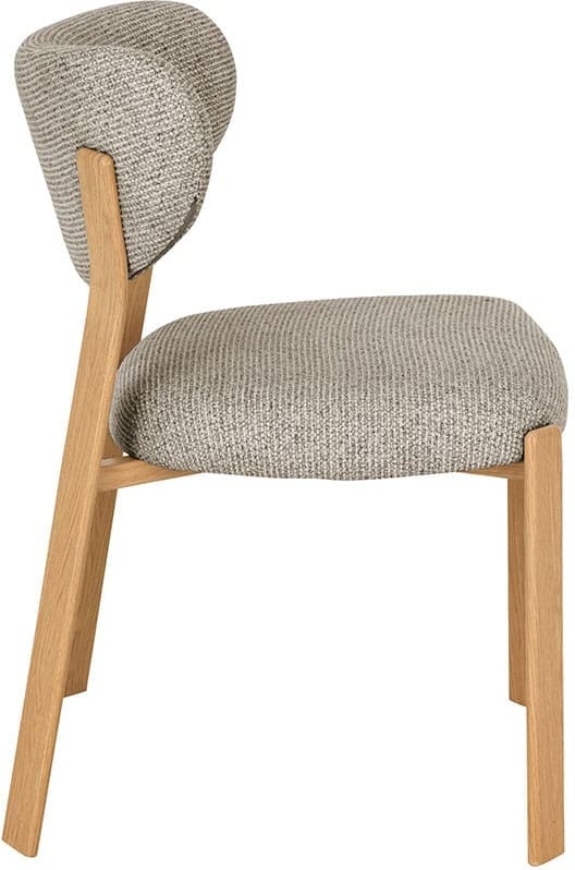 LABEL51 Eetkamerstoel Mika - Beige - Prestige - Naturel Houtlook Metaal Beige Eetkamerstoel