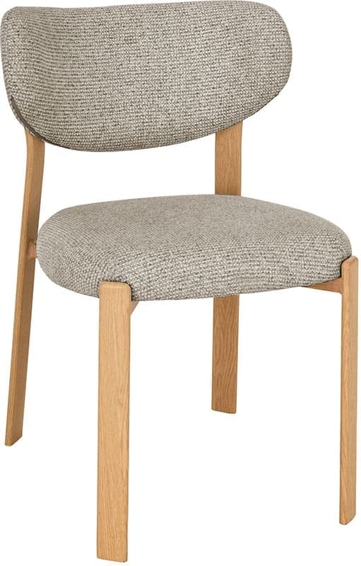 LABEL51 Eetkamerstoel Mika - Beige - Prestige - Naturel Houtlook Metaal Beige Eetkamerstoel