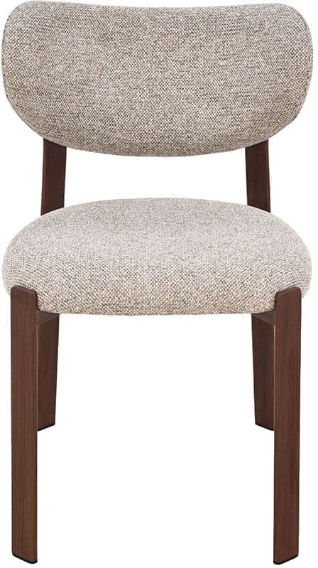 LABEL51 Eetkamerstoel Mika - Beige - Prestige - Walnoot Houtlook Metaal Beige Eetkamerstoel