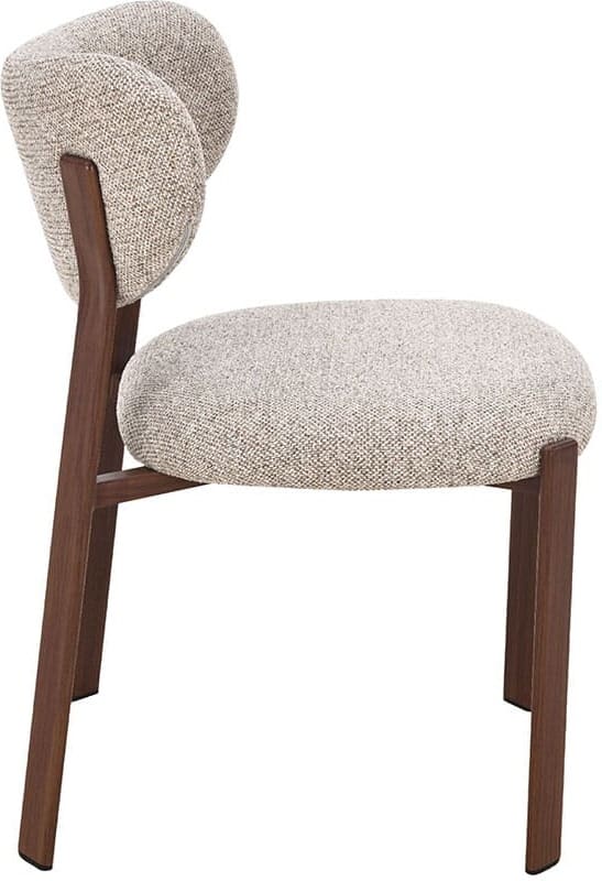 LABEL51 Eetkamerstoel Mika - Beige - Prestige - Walnoot Houtlook Metaal Beige Eetkamerstoel