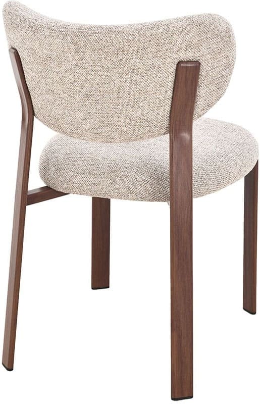 LABEL51 Eetkamerstoel Mika - Beige - Prestige - Walnoot Houtlook Metaal Beige Eetkamerstoel