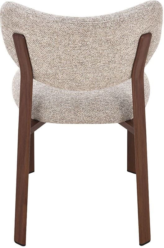 LABEL51 Eetkamerstoel Mika - Beige - Prestige - Walnoot Houtlook Metaal Beige Eetkamerstoel