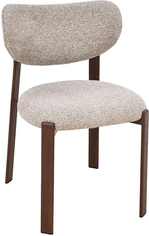 LABEL51 Eetkamerstoel Mika - Beige - Prestige - Walnoot Houtlook Metaal Beige Eetkamerstoel
