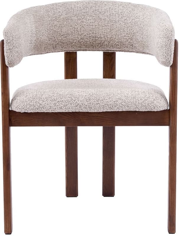 LABEL51 Eetkamerstoel Osaka - Beige - Geweven - Walnoot Houten Frame Beige Eetkamerstoel