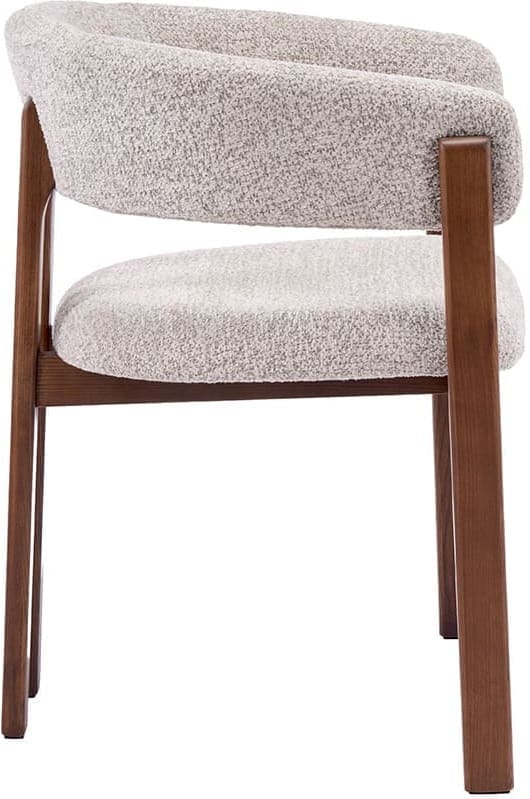 LABEL51 Eetkamerstoel Osaka - Beige - Geweven - Walnoot Houten Frame Beige Eetkamerstoel