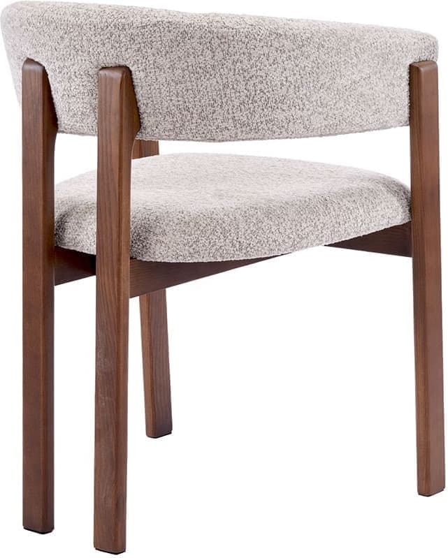 LABEL51 Eetkamerstoel Osaka - Beige - Geweven - Walnoot Houten Frame Beige Eetkamerstoel