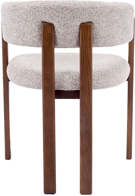 LABEL51 Eetkamerstoel Osaka - Beige - Geweven - Walnoot Houten Frame Beige Eetkamerstoel