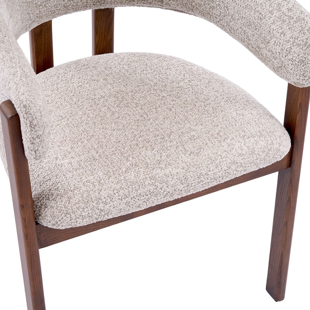 LABEL51 Eetkamerstoel Osaka - Beige - Geweven - Walnoot Houten Frame Beige Eetkamerstoel