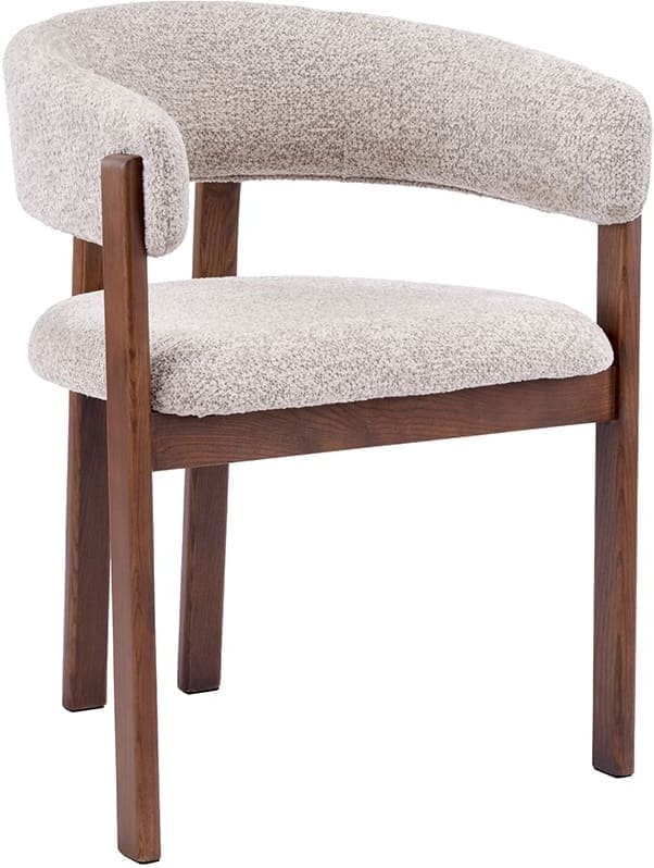 LABEL51 Eetkamerstoel Osaka - Beige - Geweven - Walnoot Houten Frame Beige Eetkamerstoel