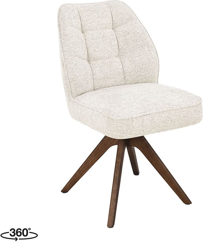 LABEL51 Eetkamerstoel Yuto - Beige - Prestige - Walnoot Houten Frame Beige Eetkamerstoel
