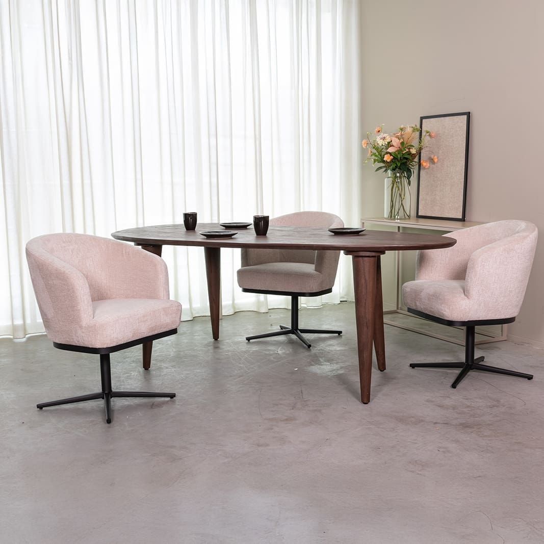LABEL51 Eetkamertafel Fly - Espresso - Mangohout - 200 cm - Organisch Bruin Eettafel