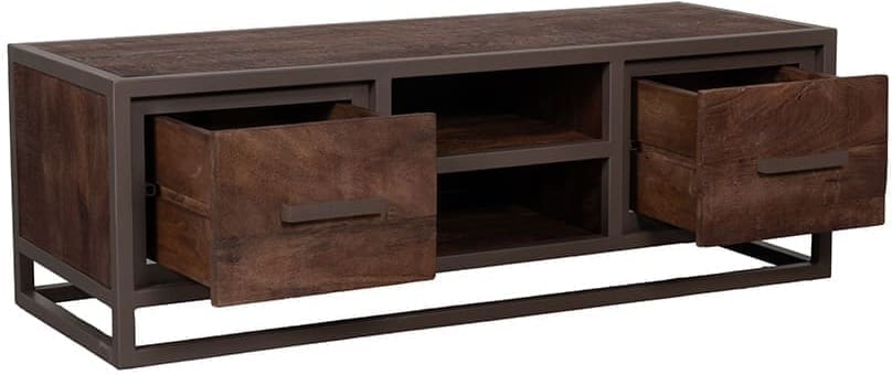 LABEL51 Tv-meubel Peru - Espresso - Mangohout - 120 cm Bruin Tv-meubel|Tv-dressoir