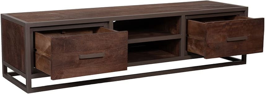 LABEL51 Tv-meubel Peru - Espresso - Mangohout - 160 cm Bruin Tv-meubel|Tv-dressoir
