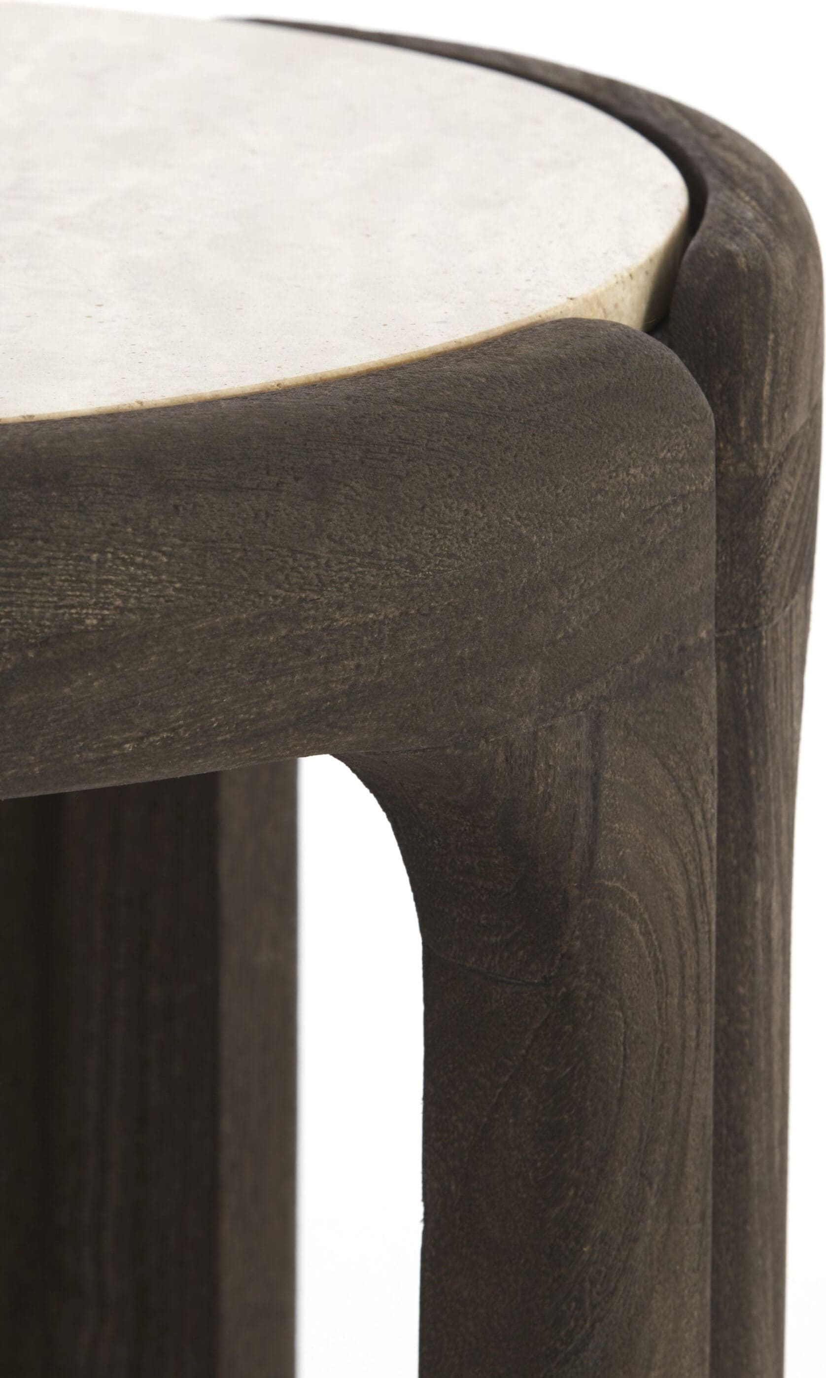 Light & Living Bijzettafel Ali - hout grijs-d bruin+travertin zand Grijs Bijzettafel
