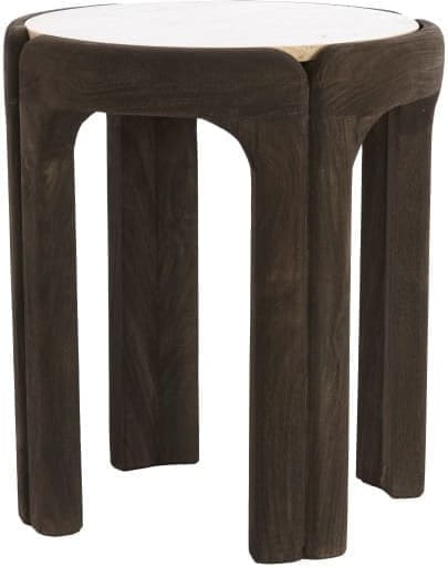 Light & Living Bijzettafel Ali - hout grijs-d bruin+travertin zand Grijs Bijzettafel