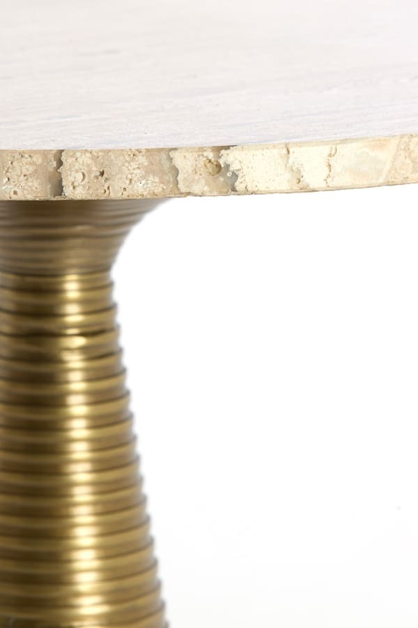 Light & Living Bijzettafel Bahia - zand travertin+antiek brons Bruin Bijzettafel