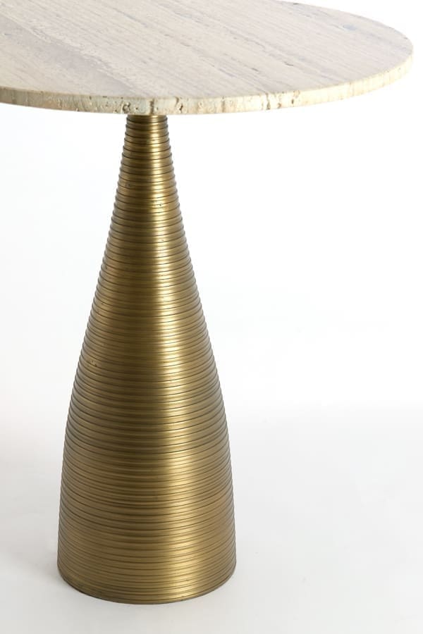 Light & Living Bijzettafel Bahia - zand travertin+antiek brons Bruin Bijzettafel