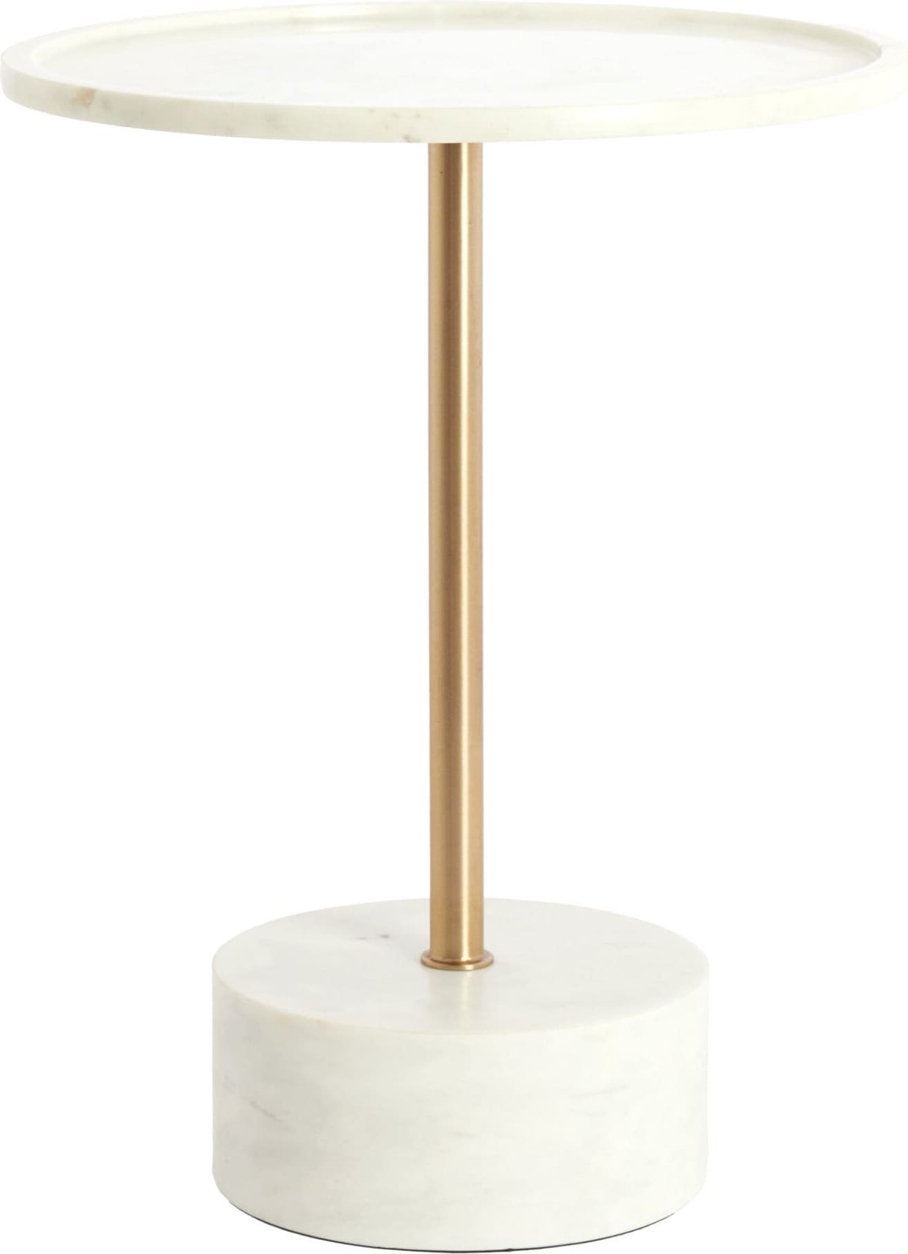 Light & Living Bijzettafel Civita - marmer wit+antiek brons Wit Bijzettafel