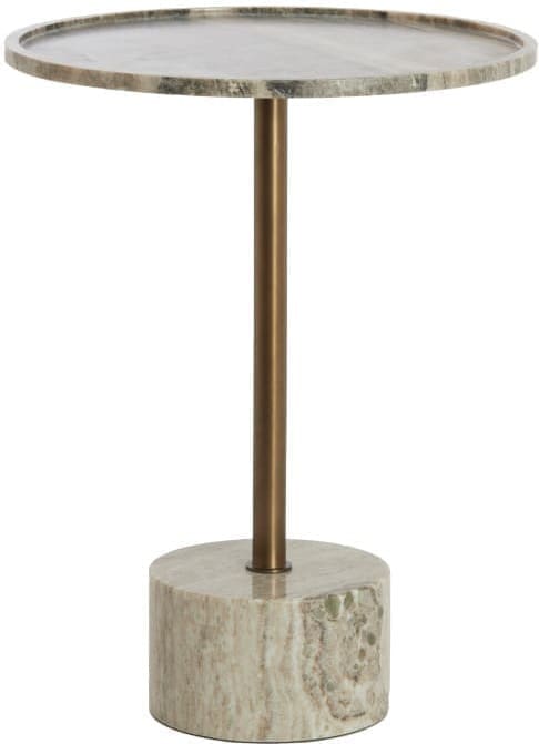 Light & Living Bijzettafel Civita - marmer zand-grijs+d brons-brons Bruin Bijzettafel
