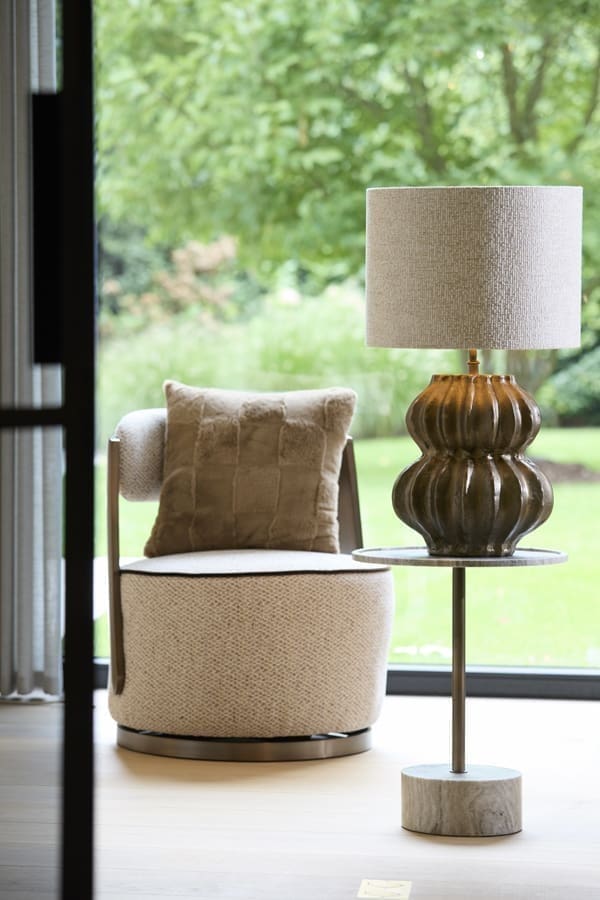 Light & Living Bijzettafel Civita - marmer zand-grijs+d brons-brons Bruin Bijzettafel