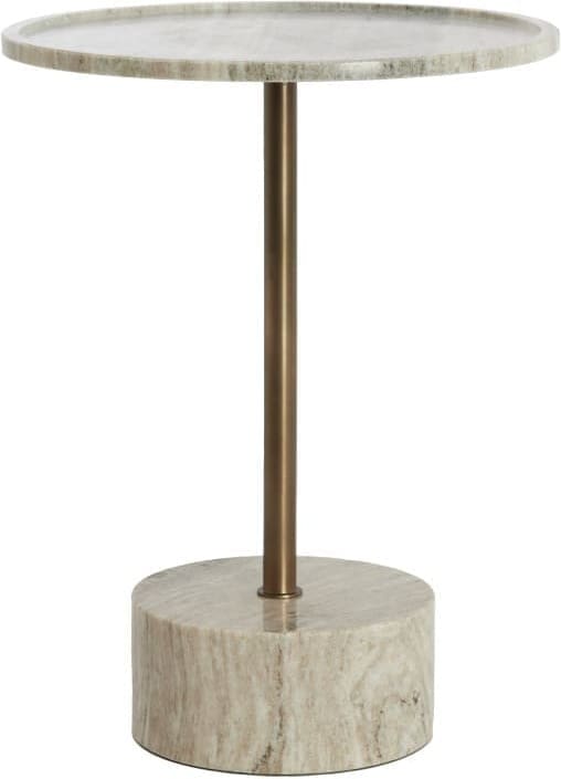 Light & Living Bijzettafel Civita - marmer zand-grijs+d brons-brons Bruin Bijzettafel