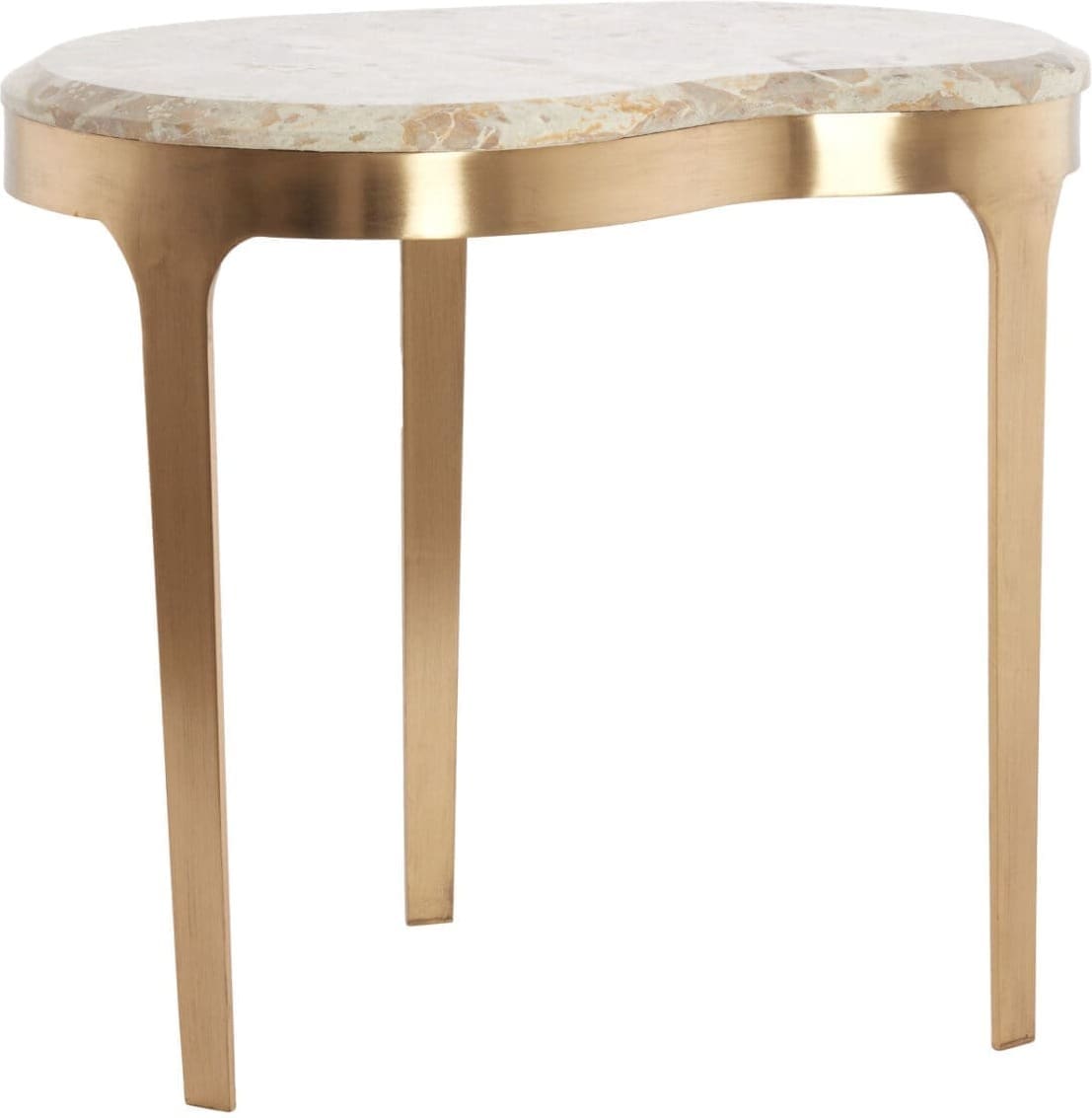 Light & Living Bijzettafel Giulio - marmer taupe+antiek brons Bruin Bijzettafel