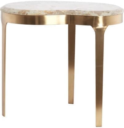 Light & Living Bijzettafel Giulio - marmer taupe+antiek brons Bruin Bijzettafel