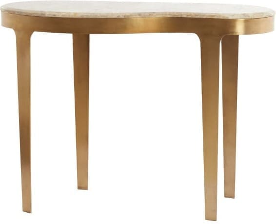 Light & Living Bijzettafel Giulio - marmer taupe+antiek brons Bruin Bijzettafel