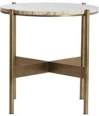 Light & Living Bijzettafel Macapa - antiek brons+crème travertin Wit Bijzettafel