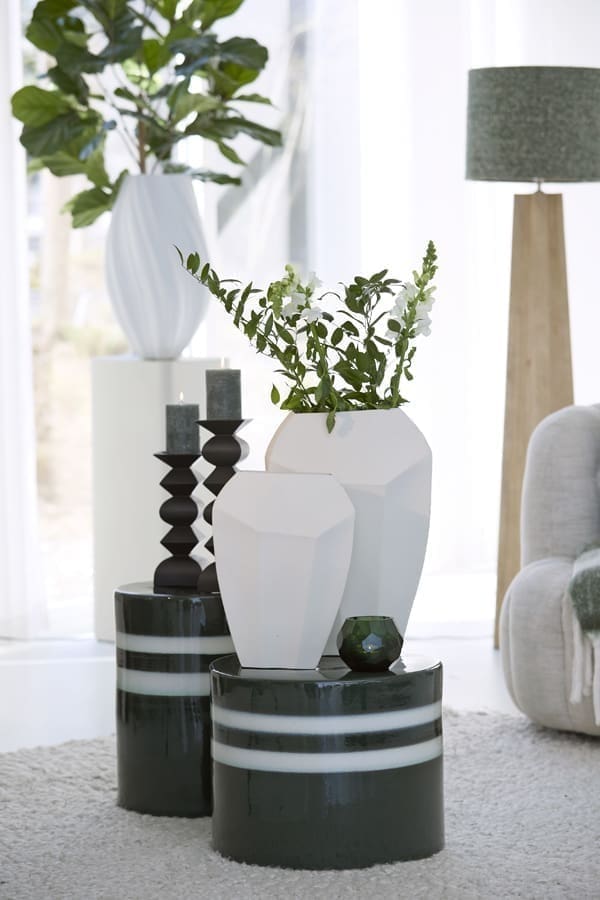 Light & Living Bijzettafel Mooca - keramiek donker groen-wit Groen Bijzettafel