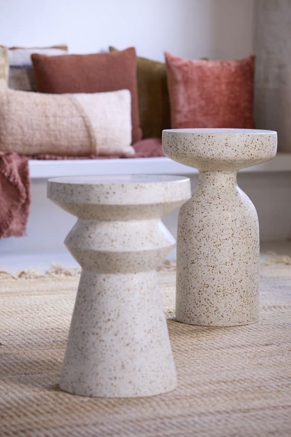 Light & Living Bijzettafel Moravit - terrazzo crème Wit Bijzettafel