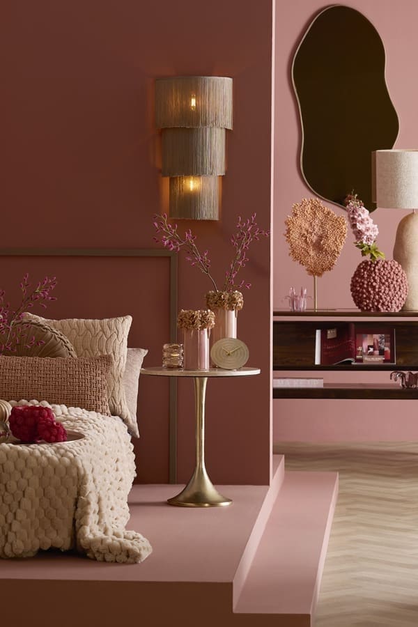 Light & Living Bijzettafel Tomar - zand-roze marmer+licht goud Roze Bijzettafel