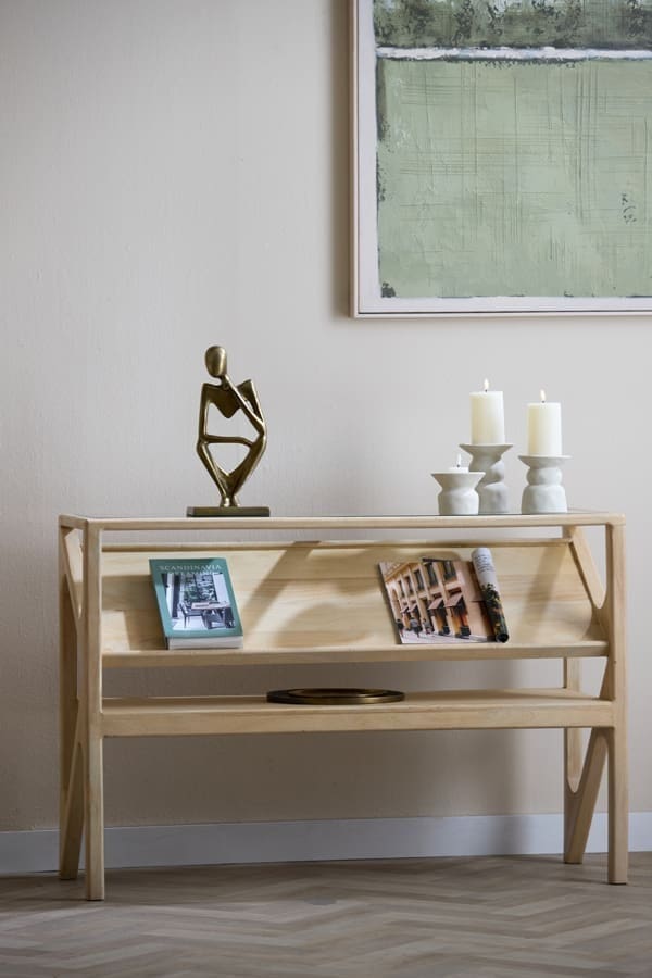 Light & Living Bijzettafel Yuki - mango hout naturel+glas Bruin Bijzettafel