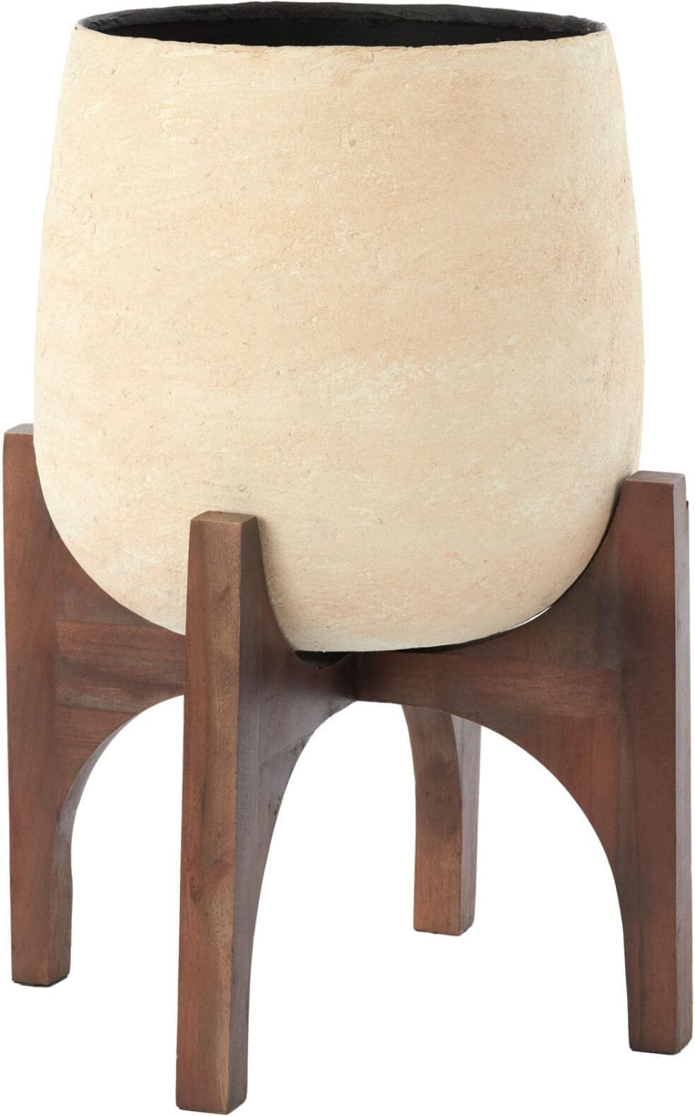 Light & Living Bloempot Karuna - hout+papier-maché beige Wit Bloempot