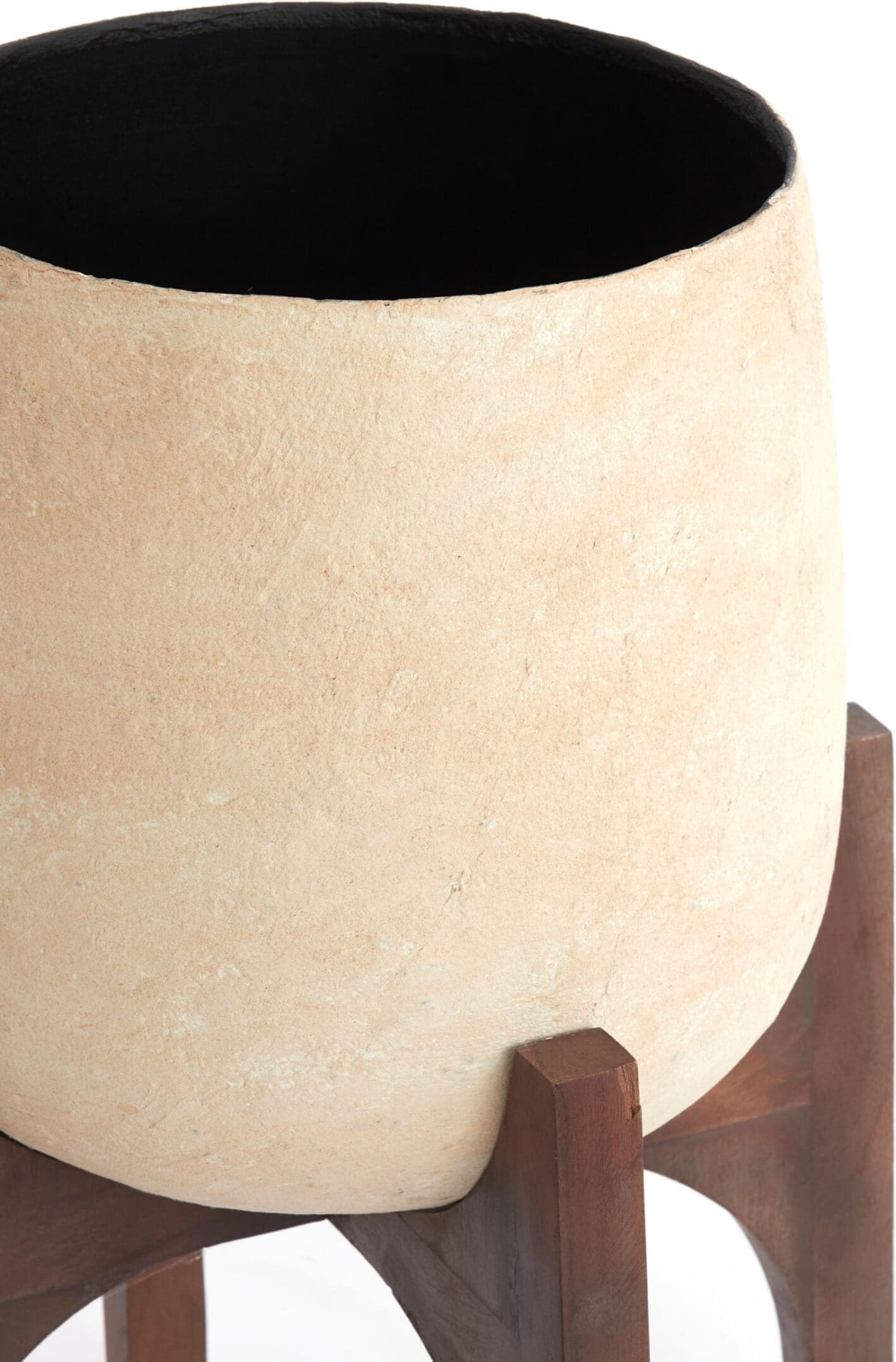 Light & Living Bloempot Karuna - hout+papier-maché beige Wit Bloempot