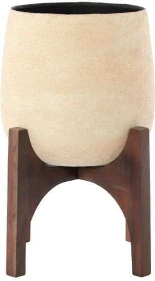 Light & Living Bloempot Karuna - hout+papier-maché beige Wit Bloempot