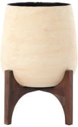 Light & Living Bloempot Karuna - hout+papier-maché beige Wit Bloempot