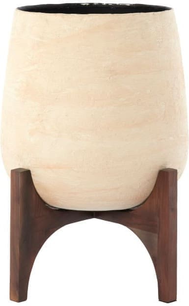 Light & Living Bloempot Karuna - hout+papier-maché beige Wit Bloempot