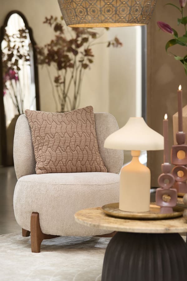 Light & Living Eetkamerstoel Binoa - crème+bruin Wit Eetkamerstoel