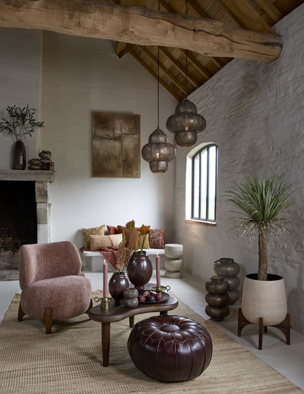Light & Living Eetkamerstoel Binoa - oud roze+bruin Roze Eetkamerstoel